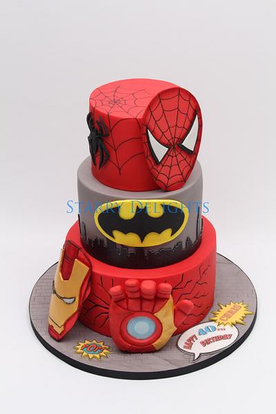 Superhero cake - ironman, batman, spiderman  - Cake by Starry Delights