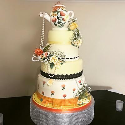 Vintage tea party wedding cake - Cake by Ashlei Samuels
