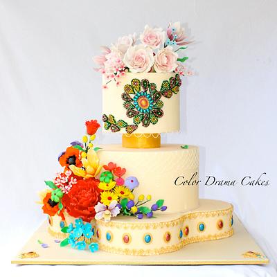 Indian spring wedding cake  - Cake by Color Drama Cakes