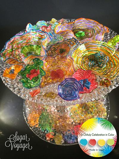 Faux-glass flowers - A Chihuly Sugar Celebration collab - Cake by sugar voyager