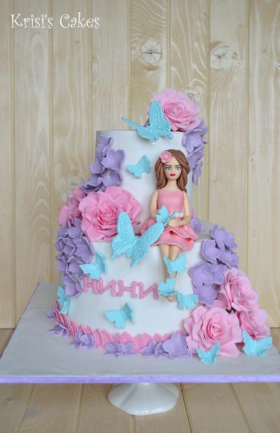 Cake girl and butterfly - Cake by KRISICAKES