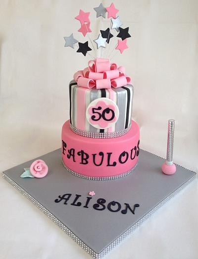 Pink and Silver 2 Tiered Cake - Cake by Cupcake-Heaven