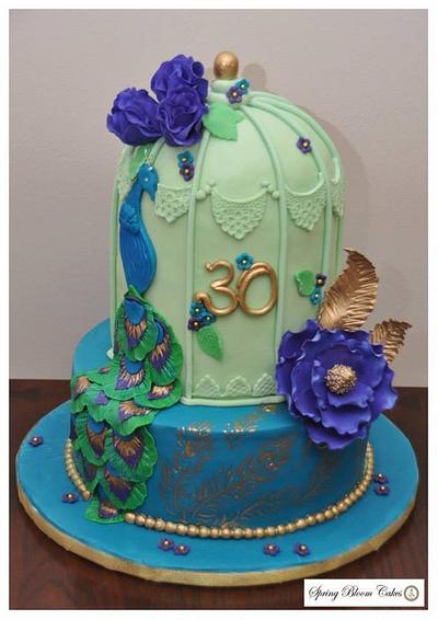 Peacock Cage Cake - Cake by Spring Bloom Cakes