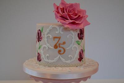Painted rose birthday cake - Cake by DottyRose