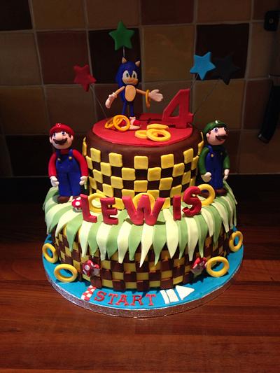 Supermario and sonic cake - Cake by Lou Lou's Cakes