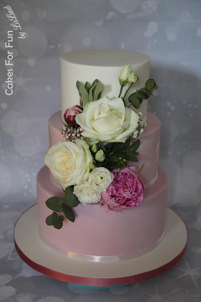Wedding cake - old rose, marbled and white - Cake by Cakes for Fun_by LaLuub