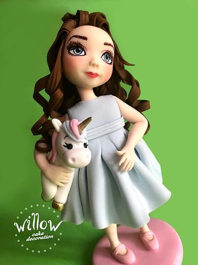 Little girl with unicorn, fondant cake decoration - Cake by Willow cake decorations