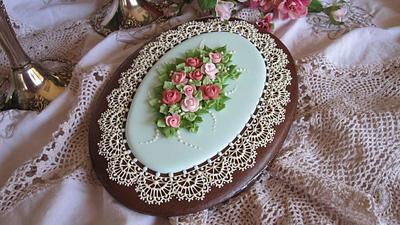 Royal icing cookie lace and roses  - Cake by Teri Pringle Wood