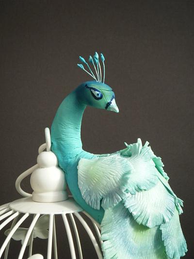 Teal Peacock - Cake by lorraine mcgarry