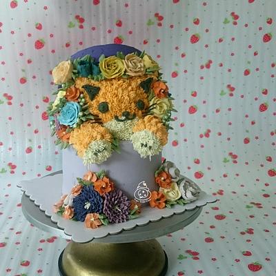 Kitty Flower Hatbox - Cake by Sugar Snake Cake