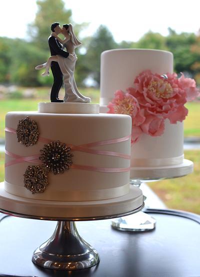 Blush and Silver Wedding Cakes - Cake by Elisabeth Palatiello