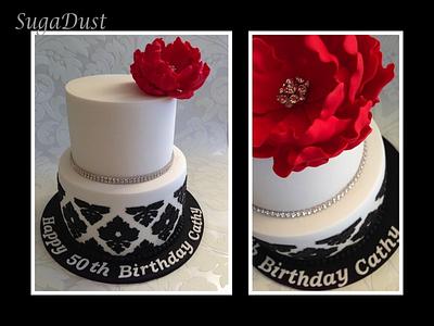 Damask & Red Fantasy flower - Cake by Mary @ SugaDust