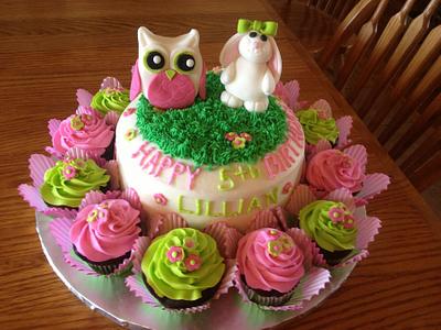 Birthday Bunny & Owl - Cake by Cakebuddies