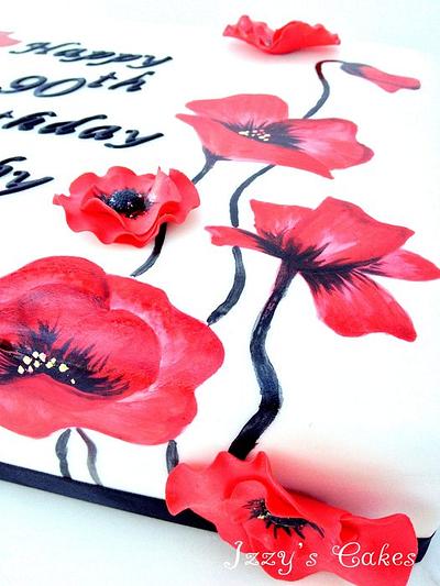 Poppies- hand -painted and sugar flowers - Cake by The Rosehip Bakery