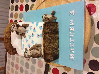 Three little monkeys jumping on the bed - Cake by Sara Lamb
