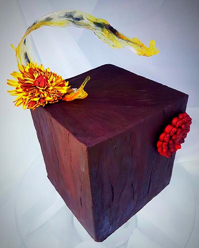 Chrysanthemum on a wood block - Cake by Wild Ginger Lily