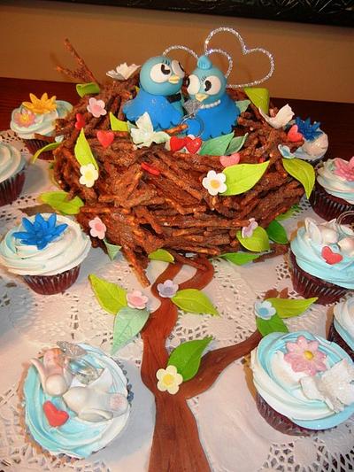 LOVE BIRDS ENGAGEMENT CAKE - Cake by Fun Fiesta Cakes  