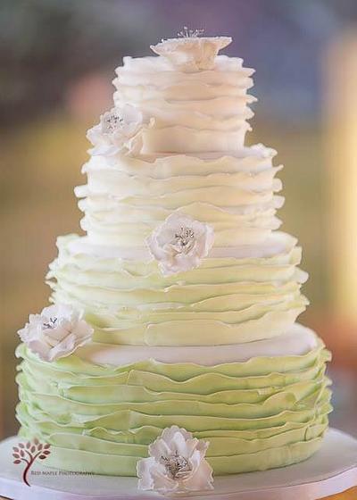 Mint ruffles wedding cake. - Cake by Cherish Cakes by Katherine Edwards