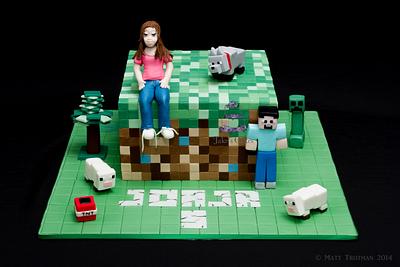 Minecraft Cake and handmade figures - Cake by Jake's Cakes