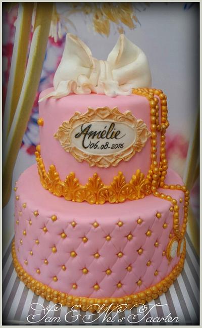 Pink and gold new born cake - Cake by Sam & Nel's Taarten