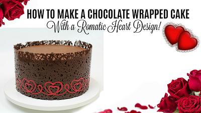 Chocolate wrapped Valentines cake with heart design! - Cake by Danielle Lechuga