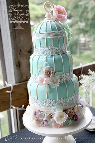 Birdcage with Wafer Paper Flowers - Cake by Joy Thompson at Sweet Treats by Joy