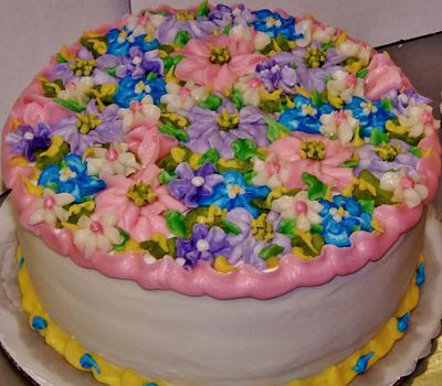 Buttercream floral layer cake - Cake by Nancys Fancys Cakes & Catering (Nancy Goolsby)