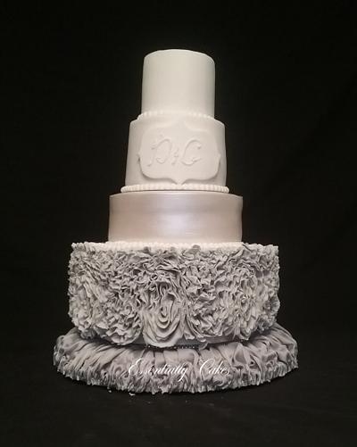Grey Ruffle wedding cake - Cake by Essentially Cakes