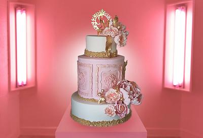 The wedding cake.  - Cake by Baker Mamma 