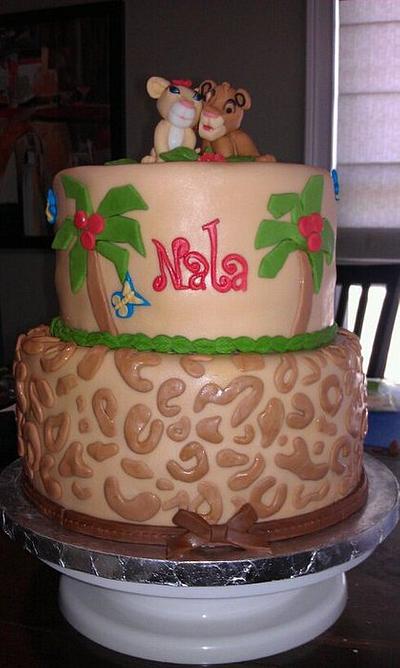 Simba and Nala baby shower cake to match bedding. - Cake by Pam from My Sweeter Side