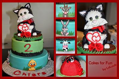 Kitten + farm yard baby animals - Cake by Cakes for Fun_by LaLuub