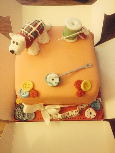 Sewing and Yorkie - Cake by Rachel Oneil