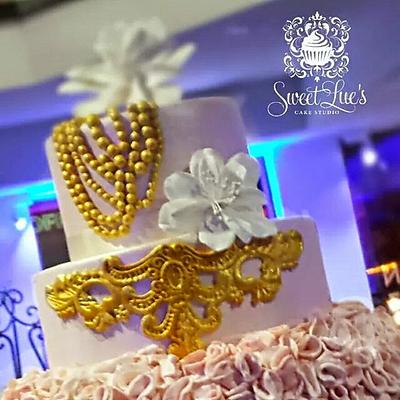 Pink and Gold Wedding Cake - Cake by Tomyka