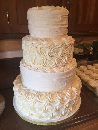 Flat Ruffles & Rosette Wedding - Cake by SnoCakes