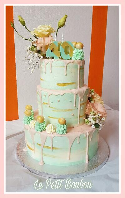 Drip cake - mint & pink - Cake by LE PETIT BONBON 
