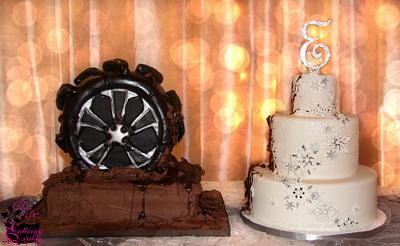 His & Hers Wedding Cakes - Cake by Enticing Cakes Inc.