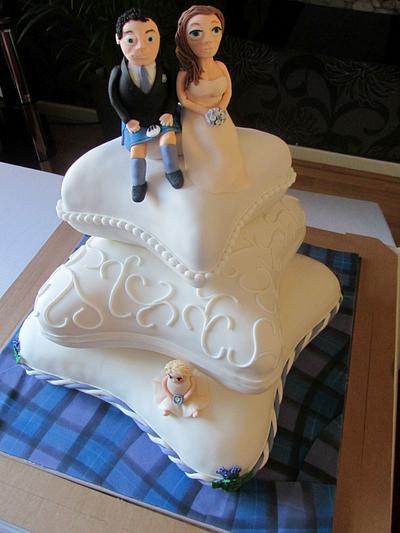 Wedding Cake with edible Tartan - Cake by MarksCakes