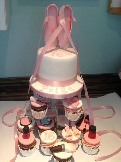 16th birthday cake with ballerina pointe shoes - Cake by Cupcake-heaven