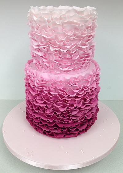 Pink ombré ruffle cake - Cake by ClaresCakeDesign