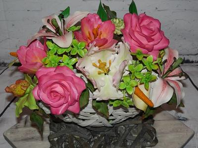 girl basket sugarflowers - Cake by Urszula Landowska
