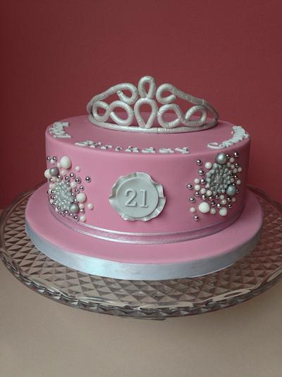 Sparkly Tiara 21st cake - Cake by SallyJaneCakeDesign