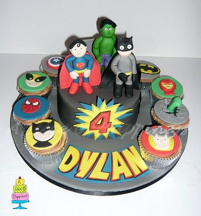 Superheroes Cake & Cupcakes - Cake by Angela - A Slice of Happiness