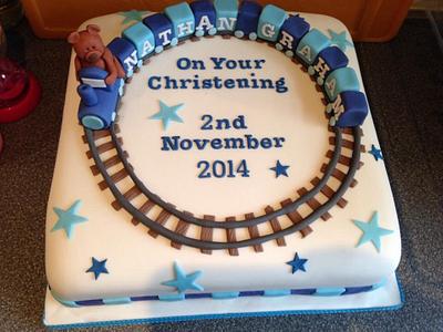 Train christening cake - Cake by Michelle George