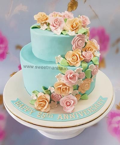 2 tier 25th Anniversary cake - Cake by Sweet Mantra Homemade Customized Cakes Pune
