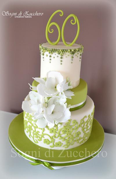 Green and wafer paper flowers - Cake by Maria Letizia Bruno