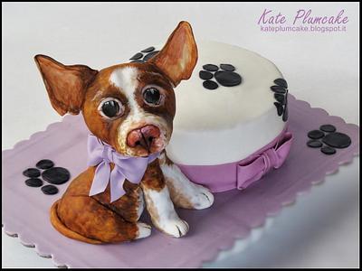 Dog with cake - Cake by Kate Plumcake