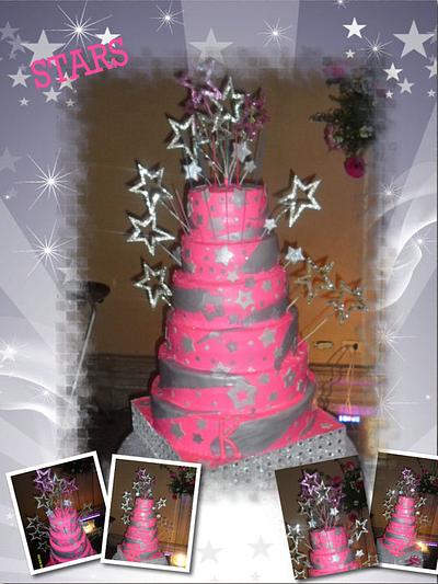 hot pink silver stars - Cake by Pastelesymás Isa
