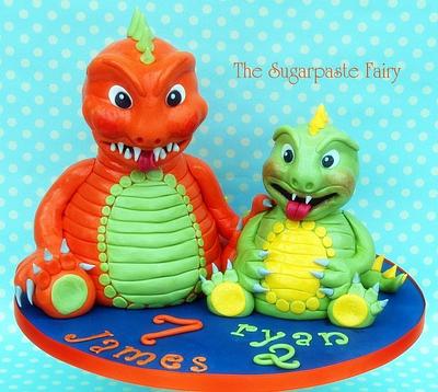Dinosaur brothers - Cake by The Sugarpaste Fairy