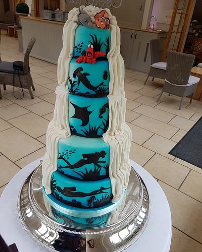 Diving themed reveal wedding cake - Cake by Stacys cakes