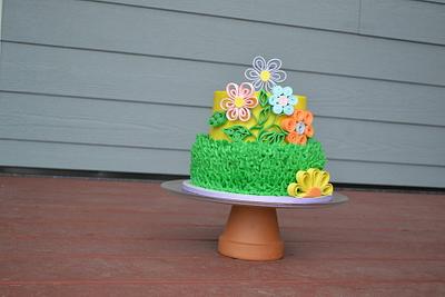 Spring Quilled Flower Buttercream Cake - Cake by CrystalMemories